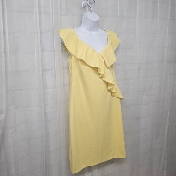 NWT Lauren Ralph Lauren Yellow Ruffle Coquette Dress Classic 12 - Picture 3 of 10
